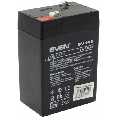 Аккумулятор SVEN SV 645 (6V 4.5Ah), F1