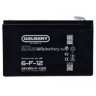 Аккумулятор для ИБП Gelbert 6-F-12 (12V12A/H C20)