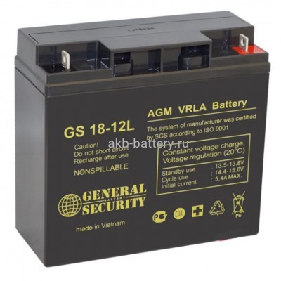 Аккумулятор General Security GS 18-12