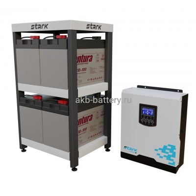Комплект STARK COUNTRY 3000 INV SOLAR V, нагрузка 2000Вт, автономия 1 час, Стеллаж