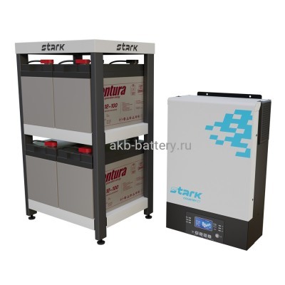 Комплект STARK COUNTRY 5000 INV SOLAR, нагрузка 2500Вт, автономия 1 час, Стеллаж