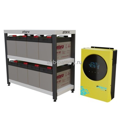 Комплект STARK COUNTRY 5600 INV SOLAR H, нагрузка 5000Вт, автономия 1 час, Стеллаж